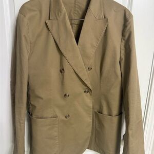 Express Double-Breasted Blazer Jacket in Khaki